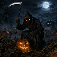 Costume de Cosplay Halloween Fantôme Grim Reaper, Tenue de Vampire, Monstre Terrifiant aux Yeux Rouges et au Sabre, Costumes d'inspiration Cinéma et Télévision