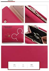 Nuova grande capacità delle donne portafoglio corto, cartone animato piccolo orso testa di cuoio PU con cerniera portafoglio borsa a gettoni per signora - Product Image 6