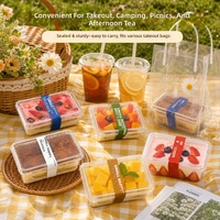 Boîtes à dessert rectangulaires transparentes en PET, contenants jetables pour tiramisu, mousses, fruits et pâtisseries superposées