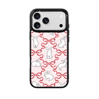 Coque de téléphone AG Feeling Black Edge avec motif lapin nœud papillon doré pour iPhone 17, 17 Pro Max, 16 Pro, 15 – Coque magnétique