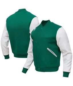 Veste de baseball d'hiver pour homme en cuir tanné et laine de qualité supérieure, col montant, style streetwear, fermeture à bouton unique - Product Image 1