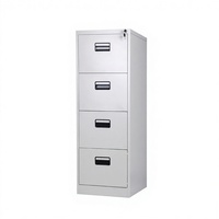 Archivador Metálico Gris-Blanco de 4 Cajones con Cerradura, Almacenamiento Vertical Desmontable para Documentos y Recibos con Tirador Negro
