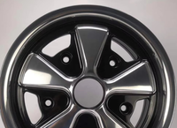 Jantes en alliage d'aluminium forgé classiques à 5 branches, noir brillant avec lèvre polie usinée, 15-18 pouces, compatibles avec les voitures classiques Beetle Mini