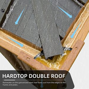 Pérgola de Metal com Estrutura de Alumínio Revestido em Madeira de Alta Qualidade, Gazebo Impermeável para Exterior com Cortinas e Tela - Product Image 2