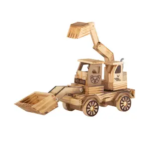 Coche de juguete de madera educativo ruso para niños, camión de basura y tren - Product Image 1