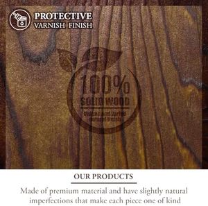 Ensemble de 3 supports de présentation muraux à double plaque en bois massif brûlé rustique cintres décoratifs en métal noir pour support de rangement de 6 à 10 pouces - Product Image 3