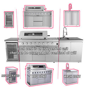 Parrilla de barbacoa de Gas de dimensión fija de alta calidad, armario de cocina de acero inoxidable <span class=keywords><strong>para</strong></span> exteriores, uso en el jardín a prueba de lluvia - Product Image 3