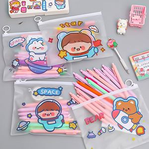 Pochette à crayons transparente en PVC avec fermeture éclair, motif ours mignon de dessin animé, pour enfants, cadeau - Product Image 4