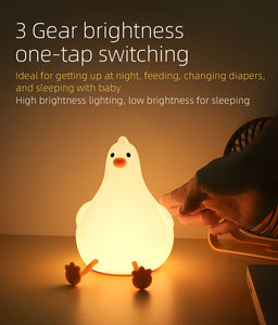 Rechargeable Cute Duck LED Night Light Soft Silicone Patting <b>Touch</b> <b>Lamp</b> with Timer for Kids Bedroom Nursery Baby Birthday Gift - Product Image 2