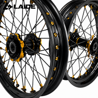 Jantes Motard Robustes de 17 Pouces pour Surron Ultra Bee 17x2.5 17x3.5 36 Rayons en Aluminium 7050T avec Moyeu CNC Noir et Or (Sans Pneus)