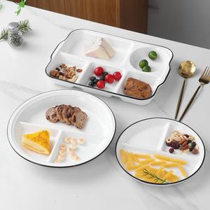 Juego de Platos de Porcelana con Divisiones, Fomenta la Alimentación Saludable con Diseño de Control de Porciones, Duraderos, Aptos para Microondas y Lavavajillas - Product Image 6