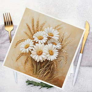 Floral Theme Printed Paper Napkins 250mmx250mm Disposable For Themed Party - Product Image 3
