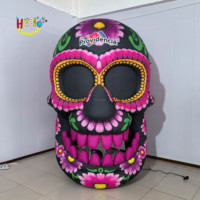 Décoration d'Halloween géante pour l'extérieur, crâne gonflable avec lumière LED