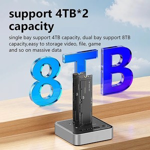 M.2 복제기 듀얼 베이 NVMe SSD 클로너, USB 3.2 20GB Type-C 툴프리 케이스, 2230-22110 SSD 최대 8TB 지원, 애플 17 지원 - Product Image 4