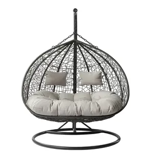 PE Rattan Wicker Swing Balcony Patio Garden Swings Chairs Cheap Swinging Baskets Outdoor Stand Garden Two Seats Hanging Egg Chai