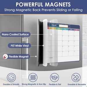 Grand calendrier magnétique mensuel pour réfrigérateur, tableau de planification effaçable à sec avec section pour notes, têtes de jours colorées, résistant aux taches en PET - Product Image 2