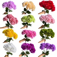 Buket Bunga Hydrangea Sutra Buatan 5 Tangkai, Rumbai Padat, Bunga Kecil, Cocok untuk Dekorasi Dinding Bunga di Aula Pernikahan