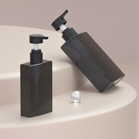Bouteille carrée en PETG avec pompe distributrice noire, impression sérigraphique, 200/400 ml, pour lotion corporelle et produits de soins personnels