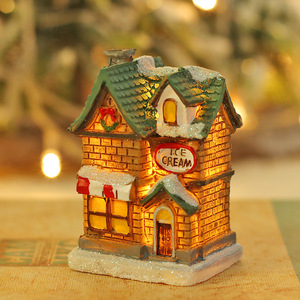 High Quality Glowing Resin <strong>Christmas</strong> <strong>Village</strong> <strong>House</strong> LED <strong>Christmas</strong> Resin Ornaments for Window Decorations - Product Image 5
