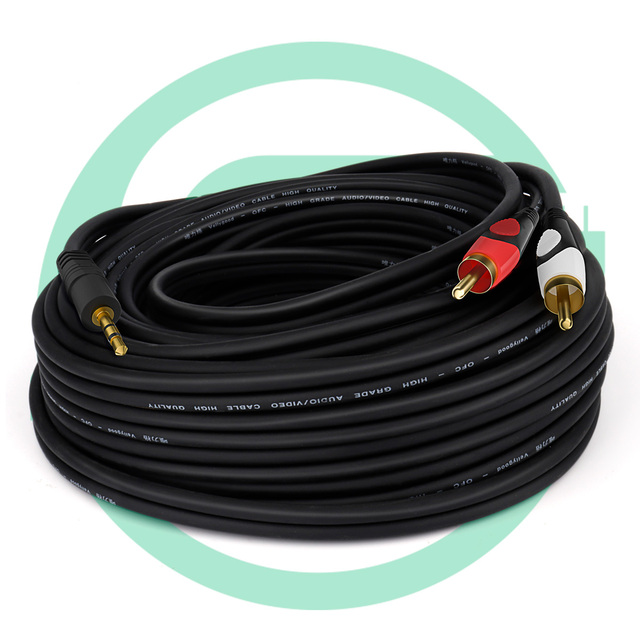 15m Audio Cable 3.5MM Male to 2RCA Auxiliar Stereo Jack Aux Audio Speaker Cord Cable AV Cable