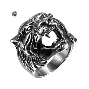 Anillo de Acero Inoxidable con Cabeza de Tigre para Hombre, Chapado en Plata Antigua, Estilo Punk, Diseño Animal, Joyería de Moda, Regalo - Product Image 1