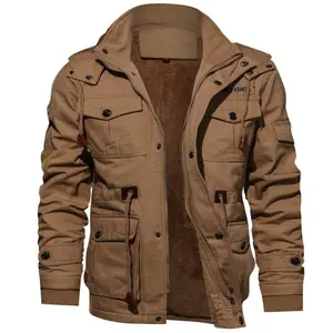 Chaqueta de alta calidad para hombre, 100% algodón, verde, caqui, cálido, exterior, Invierno