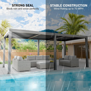 Pérgola <span class=keywords><strong>de</strong></span> Aluminio Personalizada para Exteriores <span class=keywords><strong>con</strong></span> Toldo Ajustable para Patio, Terraza, Jardín, <span class=keywords><strong>con</strong></span> Pared <span class=keywords><strong>de</strong></span> Vidrio Opcional - Product Image 5