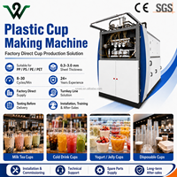 Machine de fabrication de gobelets en plastique PP/PS/PET/PVC entièrement automatique d'occasion avec pompe à moteur pour gobelets jetables à grande vitesse pour café/eau/jus