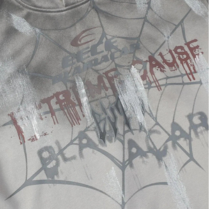 Felpa con Cappuccio Personalizzata con Graffiti di <span class=keywords><strong>Ragno</strong></span> Dipinto, Stile Retrò, Casual Oversize per Uomo, 100% Cotone, Ricamata, Vintage - Product Image 6