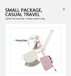 Wholesale Custom <b>Mini</b> Double Pocket Zipper Wrist Detachable Strap Key Holder Small Wall Storage Organizer <b>Bag</b> - Product Image 3