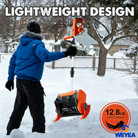 Pelle à neige électrique sans fil brossée, mini souffleuse à neige DIY alimentée par batterie, largeur de travail de 12 pouces, 300W, légère (3,5 kg), portée de 20 pieds