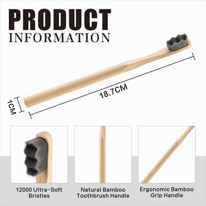 Индивидуальные и стандартные опции 12000 ультрамягких нано-щетинок биоразлагаемая круглая ручка бамбуковая зубная щетка - Product Image 3