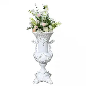 Urna de pedestal de jardín de estilo romano para decoración al aire libre, urna de plástico antigua para flores, soporte de jarrón