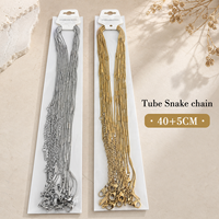 Collier en acier inoxydable avec chaîne serpent - Réglable, ton or/argent, pour la création de bijoux DIY