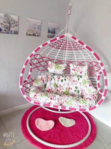 Chaise Papasan pivotante pour jardin et terrasse avec cadre en rotin tressé à 360 degrés et coussin - Product Image 4