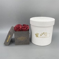 Boîtes cadeaux rondes en velours écologiques avec logo personnalisé, en carton recyclé pour l'emballage de bouquets de fleurs