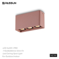 Plafonnier LED 6W IP65 à montage en surface, 3 têtes, fin et noir, pour balcon, porche, hôtel, couloir