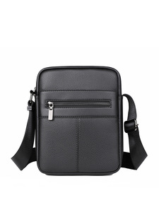 Sac à bandoulière en cuir PU OEM pour hommes, sac messager d'affaires en cuir de vache véritable, sac bandoulière réglable, sac à bandoulière tendance - Product Image 1