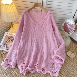 Blouse longue rétro en maille ajourée, <span class=keywords><strong>col</strong></span> en <span class=keywords><strong>V</strong></span>, ample, pour <span class=keywords><strong>femme</strong></span>, protection solaire - Product Image 1