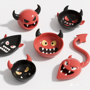 Assiette de service en céramique en forme de démon - Céramique peinte à la main en 3D pour fête sur le thème du jeu, vaisselle personnalisée et <span class=keywords><strong>geek</strong></span> - Product Image 4