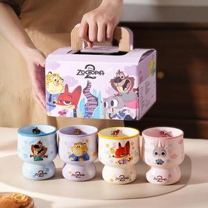 Juego de Vasos de Porcelana de 4 Piezas de Zootopia, con Diseño de <span class=keywords><strong>Judy</strong></span> y <span class=keywords><strong>Nick</strong></span>, Apilables, 330 ml, Aptos para Lavavajillas y Microondas - Product Image 1