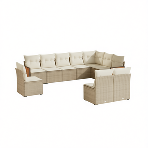 Grand ensemble de canapés de jardin en rotin PE beige 6 places, mobilier d'extérieur réglable au design contemporain - Product Image 1