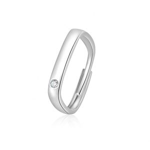 Anillos de Pareja, Anillo Plateado en Platino con Circonita Blanca Cuadrada, Anillos Ajustables para Pareja, Joyería de Boda para Mujer y Hombre - Product Image 6