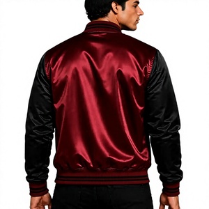 Chaquetas Bomber de Satén de Lujo Personalizadas Color Borgoña, Bordadas, Estilo Urbano, Reversibles, para Hombre y Mujer, en Oferta - Product Image 3