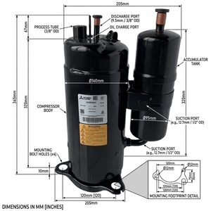 Compresor Rotativo Inverter <span class=keywords><strong>Mitsubishi</strong></span> LH48VBAC R22, Piezas de Refrigeración, 40 kg, Precio de Fábrica, Almacenamiento en Frío, Aire Acondicionado - Product Image 4