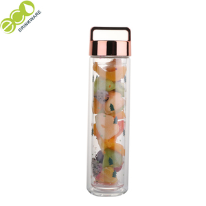 No <span class=keywords><strong>hay</strong></span> mínimo libre de BPA 450ml de doble pared de vidrio de borosilicato botella de <span class=keywords><strong>agua</strong></span> con infusor - Product Image 3