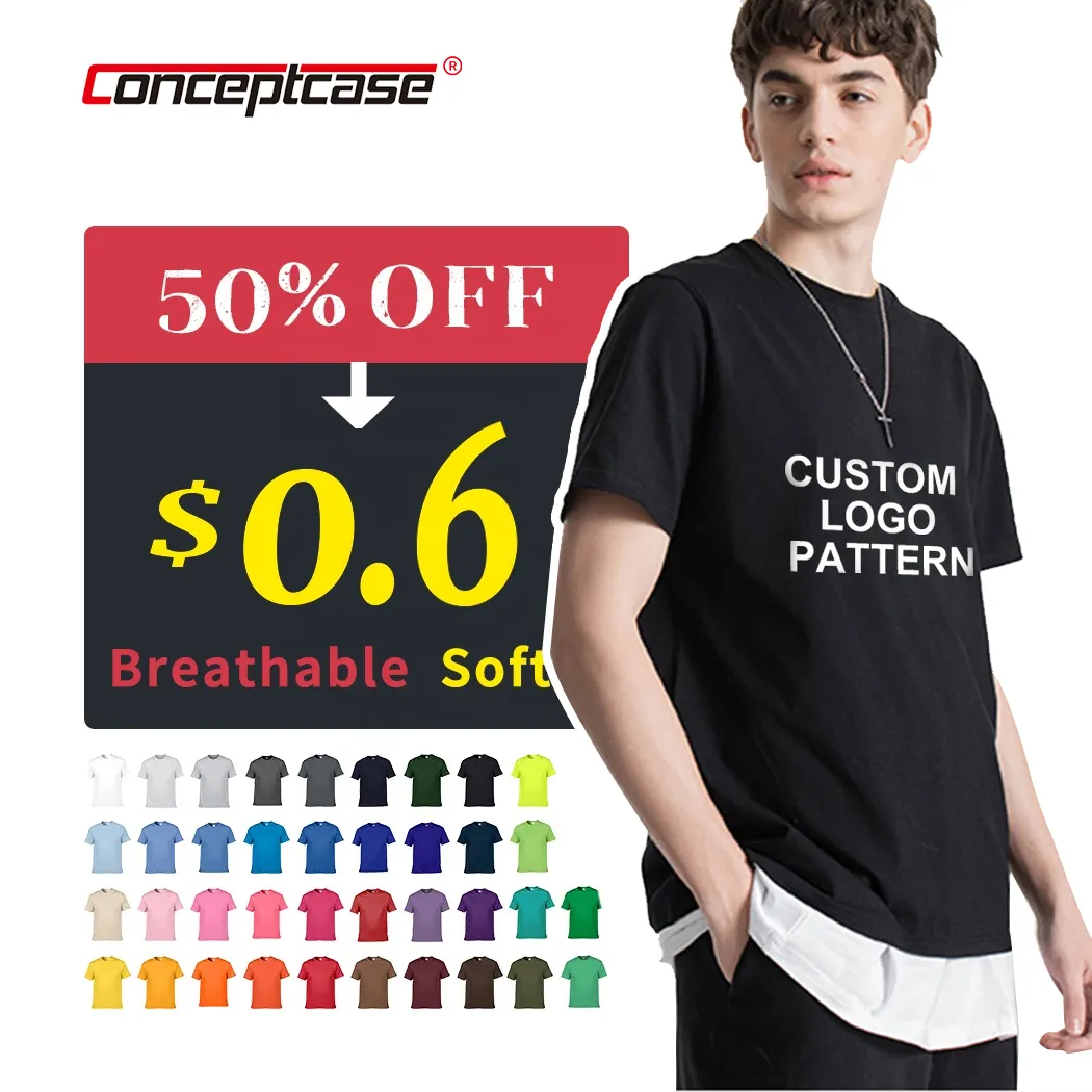 T-shirt da uomo personalizzata in tinta unita con stampa LOGO 100% cotone gsm a buon mercato