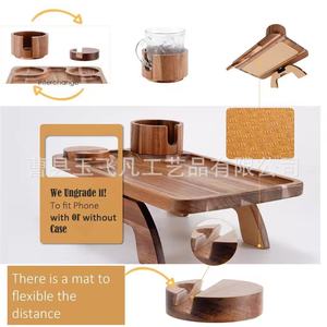 Acacia Wood <b>Sofa</b> <b>Armrest</b> Tray 40x25x2cm Cup Holder Foldable Living Room Lazy Table - Product Image 1