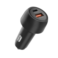 Chargeur de voiture 63W PD 45W Type-C QC 3.0 double port à charge rapide, compatible CE FCC RoHS UL2089, ignifuge, OTP, compatible ordinateur portable, fibre de carbone