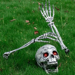 Halloween <b>Light</b> <b>Up</b> Skull Ground Stake Skeleton Hand Ornament Yard Lawn Scene Layout Spooky Garden Decoration - Product Image 3